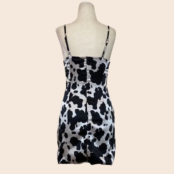 Wild Fable Black and Whit Cow Print Satin Mini Dress Size XS - Picture 4 of 12